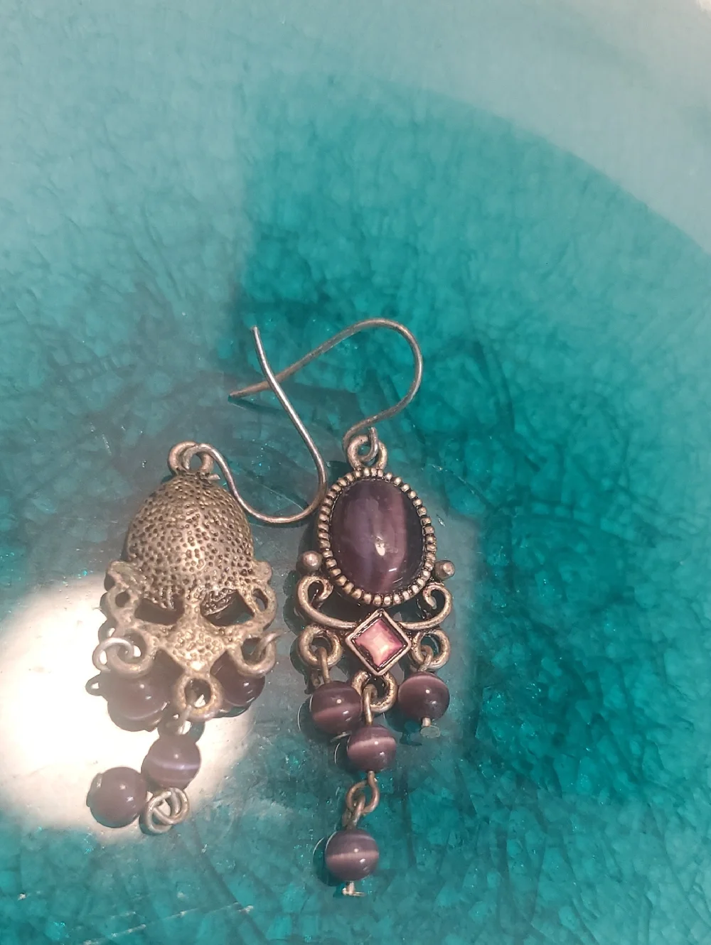 Handcrafted Purple Bead Dangle Earrings - Feminine Boho Style D